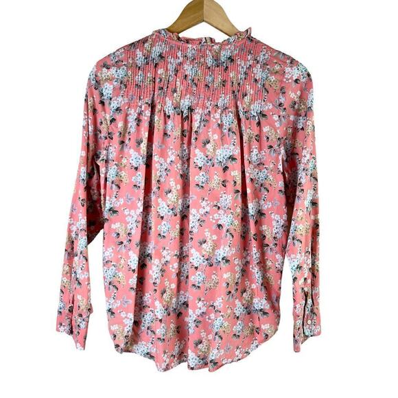 J.Crew Liberty Fabric Josephine Pink Floral Ruffle Popover Shirt Blouse, Size 10 - Picture 11 of 14